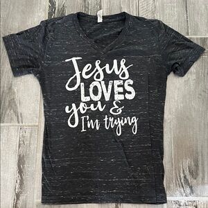 Bella Canvas Black  Tee with White Print